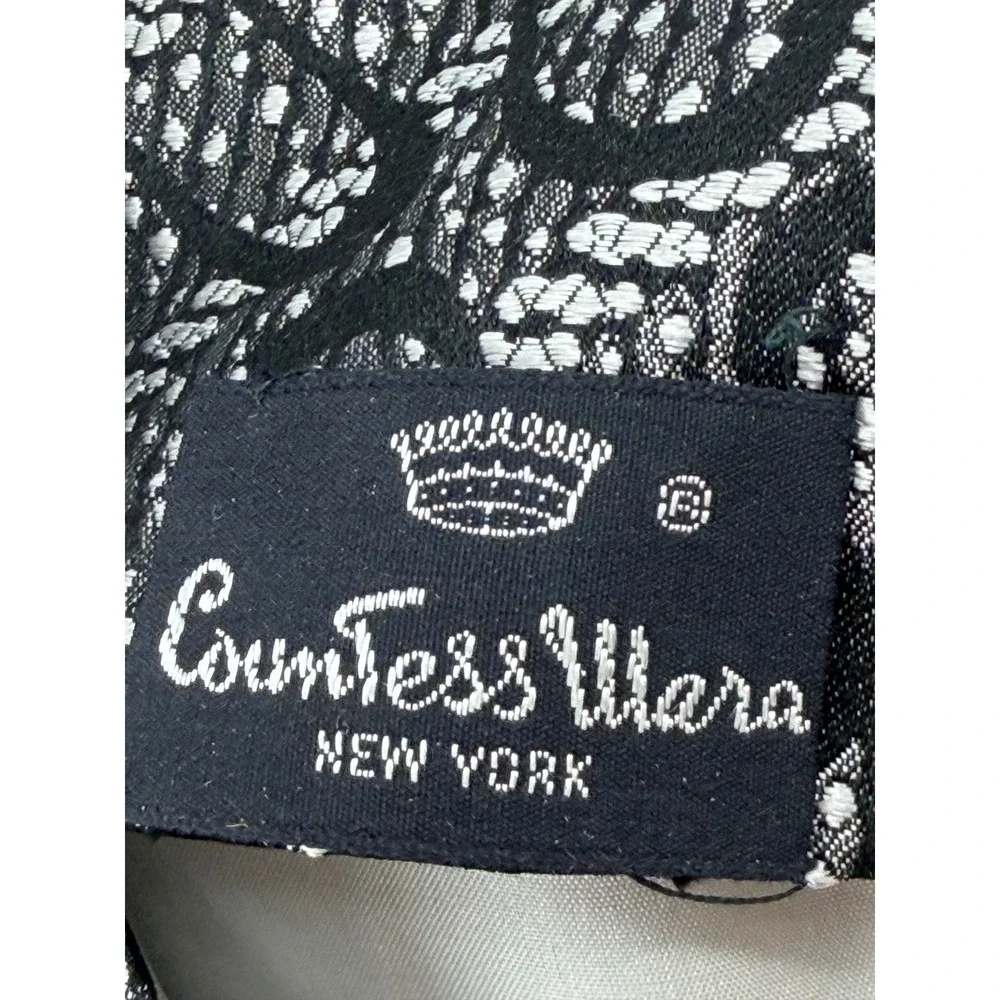 Vintage‎ Countess Mara New York Silk Tie Silver Black Abstract Geometric Coronet